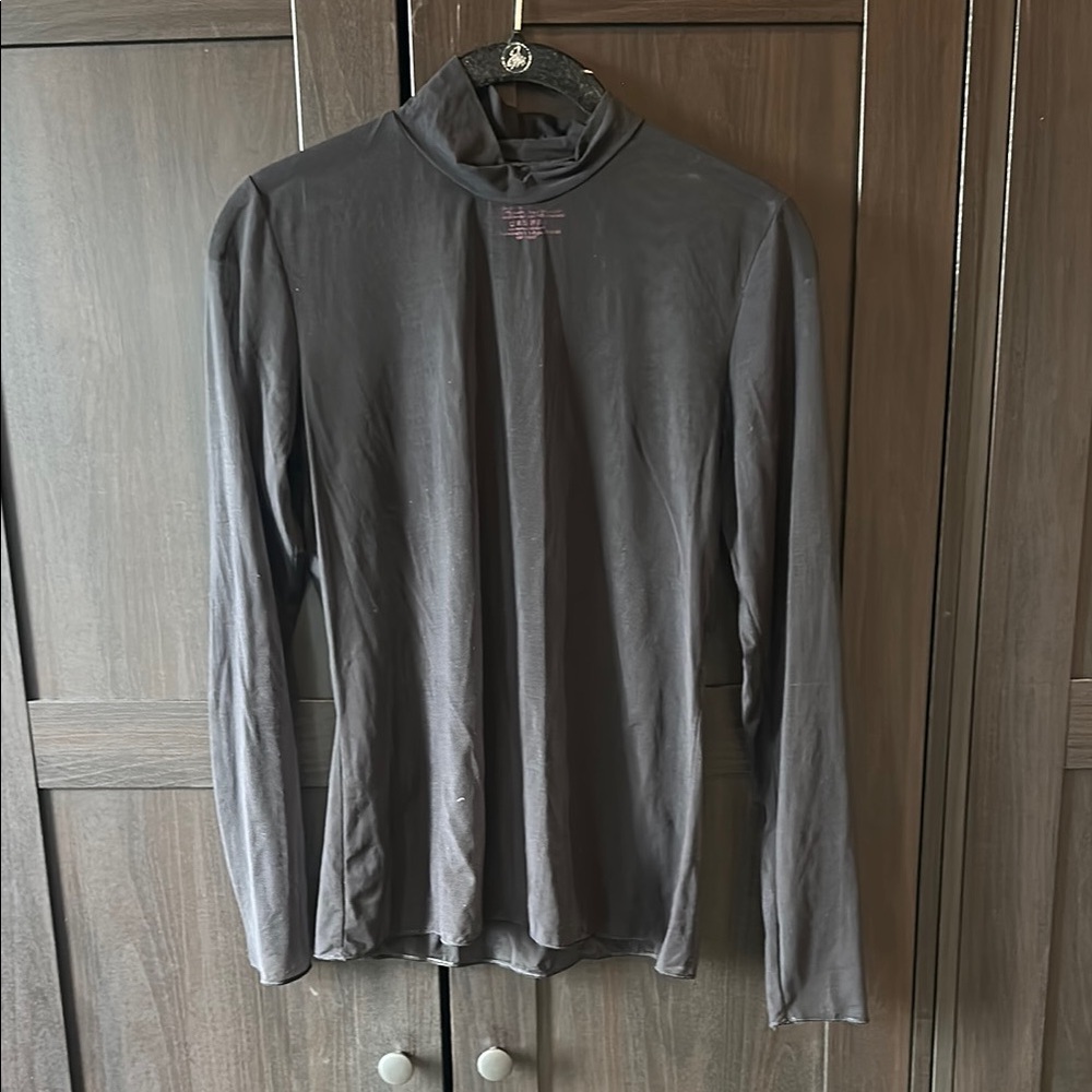 Black commando sheer Long Sleeve Turtleneck Top